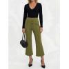 image:imageEXLURA Womens Stretchy Work Capri Pants Elastic Waist Business Casual Flare Cropped Trousers Cotton Yoga Leggings PocketsGreen