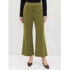 image:imageEXLURA Womens Stretchy Work Capri Pants Elastic Waist Business Casual Flare Cropped Trousers Cotton Yoga Leggings PocketsGreen