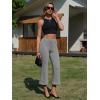 image:imageEXLURA Womens Stretchy Work Capri Pants Elastic Waist Business Casual Flare Cropped Trousers Cotton Yoga Leggings PocketsGrey