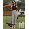 image:imageEXLURA Womens Stretchy Work Capri Pants Elastic Waist Business Casual Flare Cropped Trousers Cotton Yoga Leggings PocketsGrey
