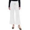 image:imageEXLURA Womens Stretchy Work Capri Pants Elastic Waist Business Casual Flare Cropped Trousers Cotton Yoga Leggings PocketsBeige White