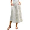 image:imageEXLURA Womens High Waist Polka Dot Pleated Skirt Midi Swing Skirt with Pockets White Floral