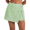 image:imageEXLURA Womens High Waisted Gingham Skort ALine Wrap Mini Skirt with Shorts Side Tie Cotton Plaid Skorts Summer Outfits 2026Green