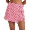 image:imageEXLURA Womens High Waisted Gingham Skort ALine Wrap Mini Skirt with Shorts Side Tie Cotton Plaid Skorts Summer Outfits 2026Red