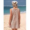 image:imageEXLURA Women Summer 100 Cotton Faux Linen Dresses Sleeveless Striped ALine Mini Sundress Beach Vacation Dress with PocketsBrown Stripe
