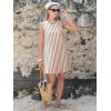 image:imageEXLURA Women Summer 100 Cotton Faux Linen Dresses Sleeveless Striped ALine Mini Sundress Beach Vacation Dress with PocketsBrown Stripe