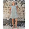 image:imageEXLURA Women Summer 100 Cotton Faux Linen Dresses Sleeveless Striped ALine Mini Sundress Beach Vacation Dress with PocketsGreen Stripe