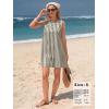 image:imageEXLURA Women Summer 100 Cotton Faux Linen Dresses Sleeveless Striped ALine Mini Sundress Beach Vacation Dress with PocketsGreen Stripe