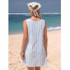 image:imageEXLURA Women Summer 100 Cotton Faux Linen Dresses Sleeveless Striped ALine Mini Sundress Beach Vacation Dress with PocketsLight Blue Stripe