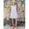 image:imageEXLURA Women Summer 100 Cotton Faux Linen Dresses Sleeveless Striped ALine Mini Sundress Beach Vacation Dress with PocketsLight Blue Stripe