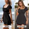 image:imageEXLURA Womens 2026 Summer Ruffle Short Sleeve Tie Back Romper Dress Square Neck A Line Cute Dressy Short JumpsuitsBlack
