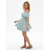 image:imageEXLURA Womens 2026 Summer Ruffle Short Sleeve Tie Back Romper Dress Square Neck A Line Cute Dressy Short JumpsuitsBlue Green Floral