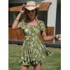 image:imageEXLURA Womens 2026 Summer Ruffle Short Sleeve Tie Back Romper Dress Square Neck A Line Cute Dressy Short JumpsuitsFloral Green