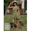 image:imageEXLURA Womens 2026 Summer Ruffle Short Sleeve Tie Back Romper Dress Square Neck A Line Cute Dressy Short JumpsuitsFloral Green