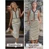 image:imageEXLURA Womens Cotton 2 Piece Skirt Set V Neck Faux Button Tank Tops Matching High Waist Midi Skirt Pockets Vacation OutfitsApricot Black