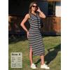 image:imageEXLURA Womens Cotton 2 Piece Skirt Set V Neck Faux Button Tank Tops Matching High Waist Midi Skirt Pockets Vacation OutfitsBlack White