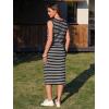 image:imageEXLURA Womens Cotton 2 Piece Skirt Set V Neck Faux Button Tank Tops Matching High Waist Midi Skirt Pockets Vacation OutfitsBlack White