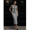 image:imageEXLURA Womens Cotton 2 Piece Skirt Set V Neck Faux Button Tank Tops Matching High Waist Midi Skirt Pockets Vacation OutfitsWhite Black