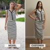 image:imageEXLURA Womens Cotton 2 Piece Skirt Set V Neck Faux Button Tank Tops Matching High Waist Midi Skirt Pockets Vacation OutfitsWhite Black