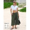 image:imageEXLURA Womens Cotton Linen Capri Pants Summer Wide Leg High Waist Casual Cropped Pant Palazzo with Pockets Beach Travel 2026Army Green