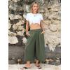 image:imageEXLURA Womens Cotton Linen Capri Pants Summer Wide Leg High Waist Casual Cropped Pant Palazzo with Pockets Beach Travel 2026Army Green