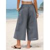 image:imageEXLURA Womens Cotton Linen Capri Pants Summer Wide Leg High Waist Casual Cropped Pant Palazzo with Pockets Beach Travel 2026Grey