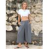 image:imageEXLURA Womens Cotton Linen Capri Pants Summer Wide Leg High Waist Casual Cropped Pant Palazzo with Pockets Beach Travel 2026Grey