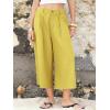 image:imageEXLURA Womens Cotton Linen Capri Pants Summer Wide Leg High Waist Casual Cropped Pant Palazzo with Pockets Beach Travel 2026Yellow