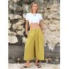 image:imageEXLURA Womens Cotton Linen Capri Pants Summer Wide Leg High Waist Casual Cropped Pant Palazzo with Pockets Beach Travel 2026Yellow