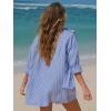 image:imageEXLURA Womens Cotton Summer 2 Piece Sets Long Sleeve Button Down Shirts Matching Short Sets Beach Vacation Cruise OutfitsBlue