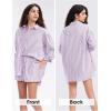 image:imageEXLURA Womens Cotton Summer 2 Piece Sets Long Sleeve Button Down Shirts Matching Short Sets Beach Vacation Cruise OutfitsDark Purple