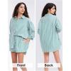 image:imageEXLURA Womens Cotton Summer 2 Piece Sets Long Sleeve Button Down Shirts Matching Short Sets Beach Vacation Cruise OutfitsGreen