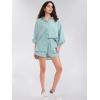 image:imageEXLURA Womens Cotton Summer 2 Piece Sets Long Sleeve Button Down Shirts Matching Short Sets Beach Vacation Cruise OutfitsGreen