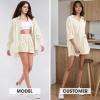image:imageEXLURA Womens Cotton Summer 2 Piece Sets Long Sleeve Button Down Shirts Matching Short Sets Beach Vacation Cruise OutfitsKhaki