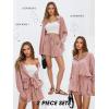 image:imageEXLURA Womens Cotton Summer 2 Piece Sets Long Sleeve Button Down Shirts Matching Short Sets Beach Vacation Cruise OutfitsOrange Purple