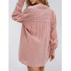 image:imageEXLURA Womens Cotton Summer 2 Piece Sets Long Sleeve Button Down Shirts Matching Short Sets Beach Vacation Cruise OutfitsOrange Purple