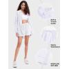 image:imageEXLURA Womens Cotton Summer 2 Piece Sets Long Sleeve Button Down Shirts Matching Short Sets Beach Vacation Cruise OutfitsPurple