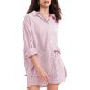 image:imageEXLURA Womens Cotton Summer 2 Piece Sets Long Sleeve Button Down Shirts Matching Short Sets Beach Vacation Cruise OutfitsRed