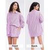 image:imageEXLURA Womens Cotton Summer 2 Piece Sets Long Sleeve Button Down Shirts Matching Short Sets Beach Vacation Cruise OutfitsRose Purple
