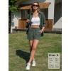 image:imageEXLURA Womens Cotton Summer 2 Piece Sets Long Sleeve Button Down Shirts Matching Short Sets Beach Vacation Cruise OutfitsSolid Green