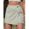 image:imageEXLURA Womens High Waisted Gingham Skort ALine Wrap Mini Skirt with Shorts Side Tie Cotton Plaid Skorts Summer Outfits 2026Orange Blue