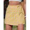 image:imageEXLURA Womens High Waisted Gingham Skort ALine Wrap Mini Skirt with Shorts Side Tie Cotton Plaid Skorts Summer Outfits 2026Yellow