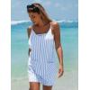 image:imageEXLURA Womens Summer Casual Sleeveless Romper Dress Loose Cotton Striped Shorts Overalls Jumpsuit Vacation Beach Outfits 2026Blue