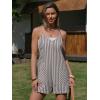 image:imageEXLURA Womens Summer Casual Sleeveless Romper Dress Loose Cotton Striped Shorts Overalls Jumpsuit Vacation Beach Outfits 2026Brown