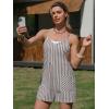 image:imageEXLURA Womens Summer Casual Sleeveless Romper Dress Loose Cotton Striped Shorts Overalls Jumpsuit Vacation Beach Outfits 2026Brown