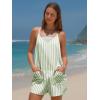image:imageEXLURA Womens Summer Casual Sleeveless Romper Dress Loose Cotton Striped Shorts Overalls Jumpsuit Vacation Beach Outfits 2026Green