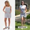 image:imageEXLURA Womens Summer Casual Sleeveless Romper Dress Loose Cotton Striped Shorts Overalls Jumpsuit Vacation Beach Outfits 2026Grey
