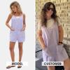 image:imageEXLURA Womens Summer Casual Sleeveless Romper Dress Loose Cotton Striped Shorts Overalls Jumpsuit Vacation Beach Outfits 2026Light Purple