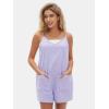 image:imageEXLURA Womens Summer Casual Sleeveless Romper Dress Loose Cotton Striped Shorts Overalls Jumpsuit Vacation Beach Outfits 2026Light Purple