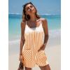 image:imageEXLURA Womens Summer Casual Sleeveless Romper Dress Loose Cotton Striped Shorts Overalls Jumpsuit Vacation Beach Outfits 2026Orange